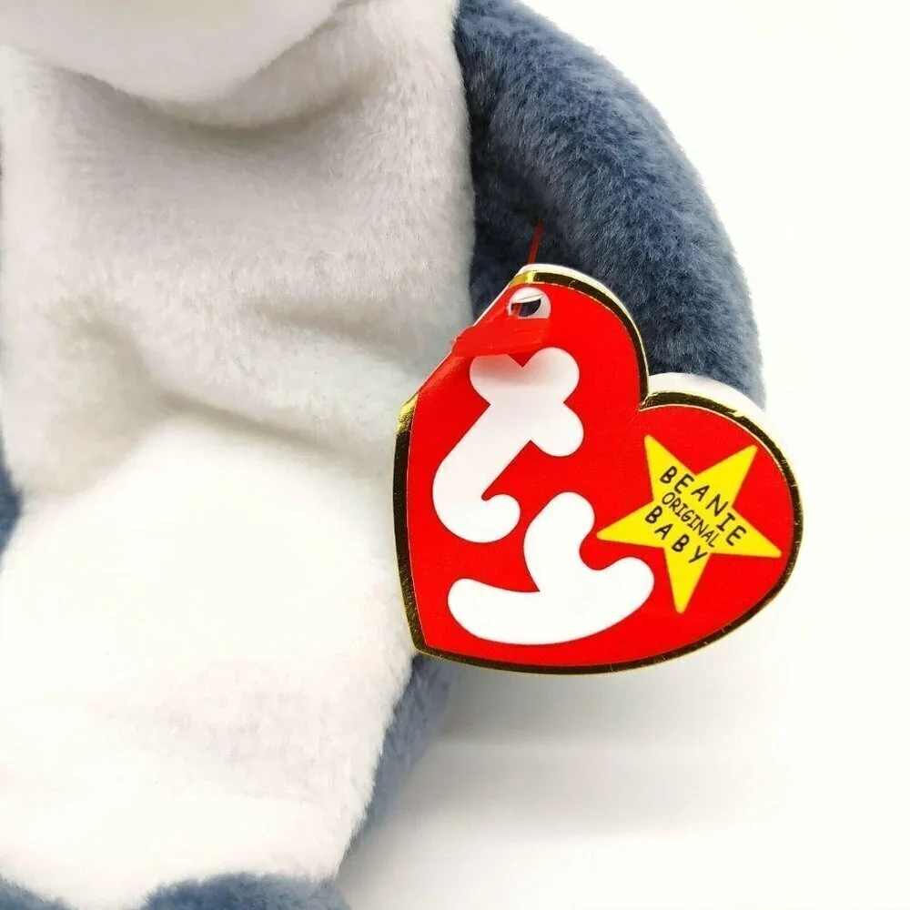 Ty Beanie Babies 1996 Echo Dolphin Plush Toy with Tag Gray White Vintage